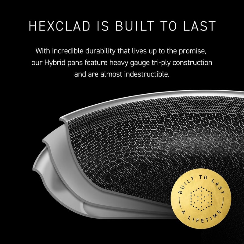 HexClad Hybrid Nonstick BBQ Grill Pan, Dishwasher-Friendly, BBQ and Oven-Safe Up to 900°F - Image 5